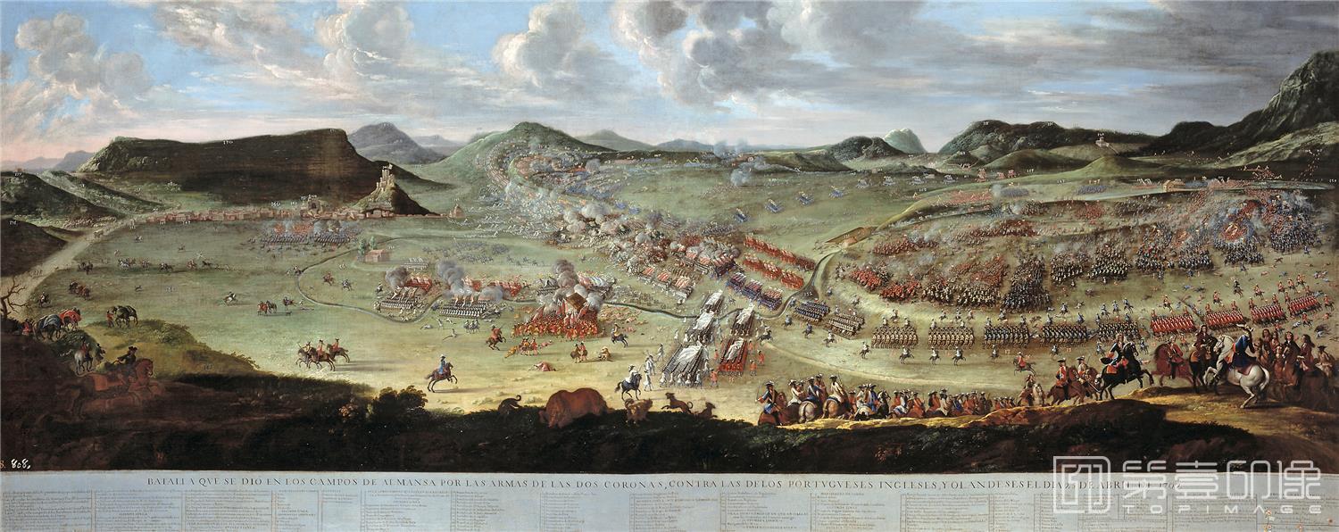 油画-西班牙普拉多美术馆油画藏画-Ligli, Buonaventura; Pallotta, Filippo-La Batalla de Almansa-161cm x 390cm-1505
